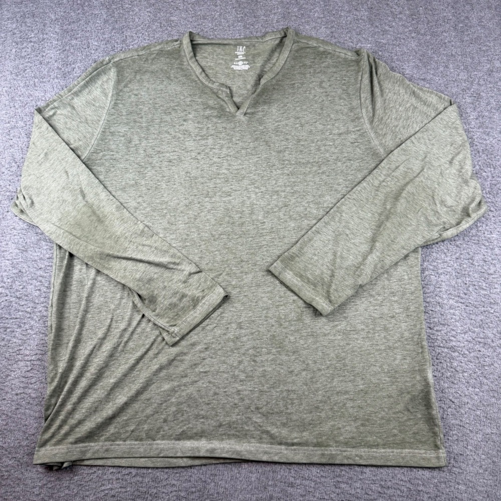 INC International Concepts Shirt Men's XXL Green Long Sleeve Repreve Notch Neck